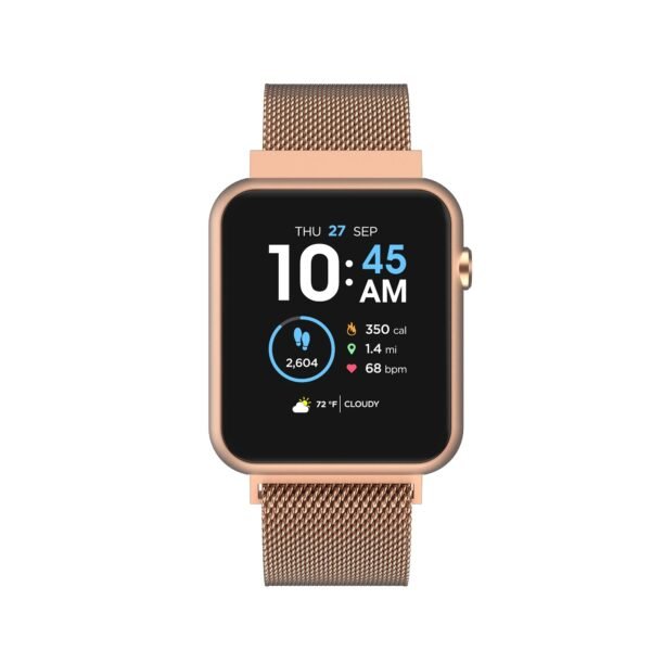 iTech Fusion 3 Rectangular Smart Watch, Rose Gold - Image 2
