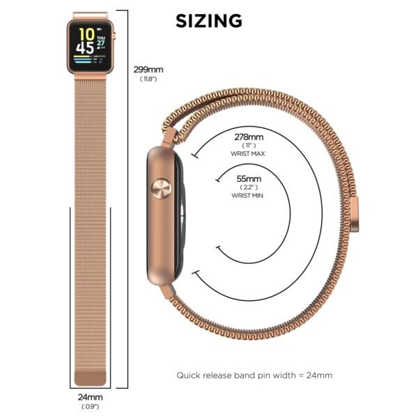 iTech Fusion 3 Rectangular Smart Watch, Rose Gold - Image 4