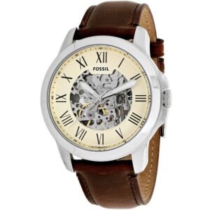 Fossil Men’s Grant Beige Dial Watch – Dark Brown