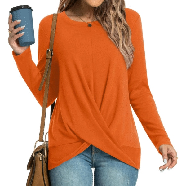 Women’s Long Sleeve Tunic Casual Round Neck T-Shirts - Image 3
