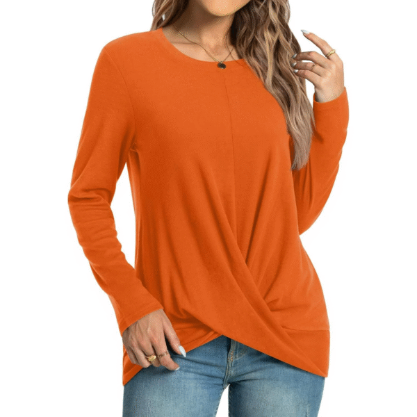 Women’s Long Sleeve Tunic Casual Round Neck T-Shirts